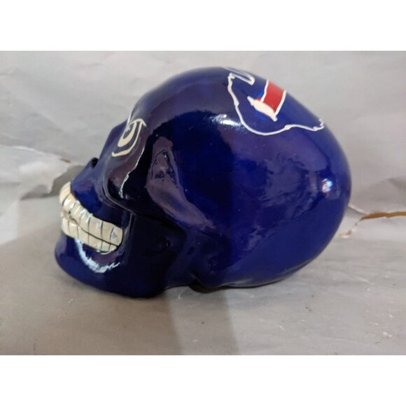 Bills Blue Ceramic Skull Sculpture Collectible Art NFL-Inspired Handpainted W/ T - Picture 11 of 12